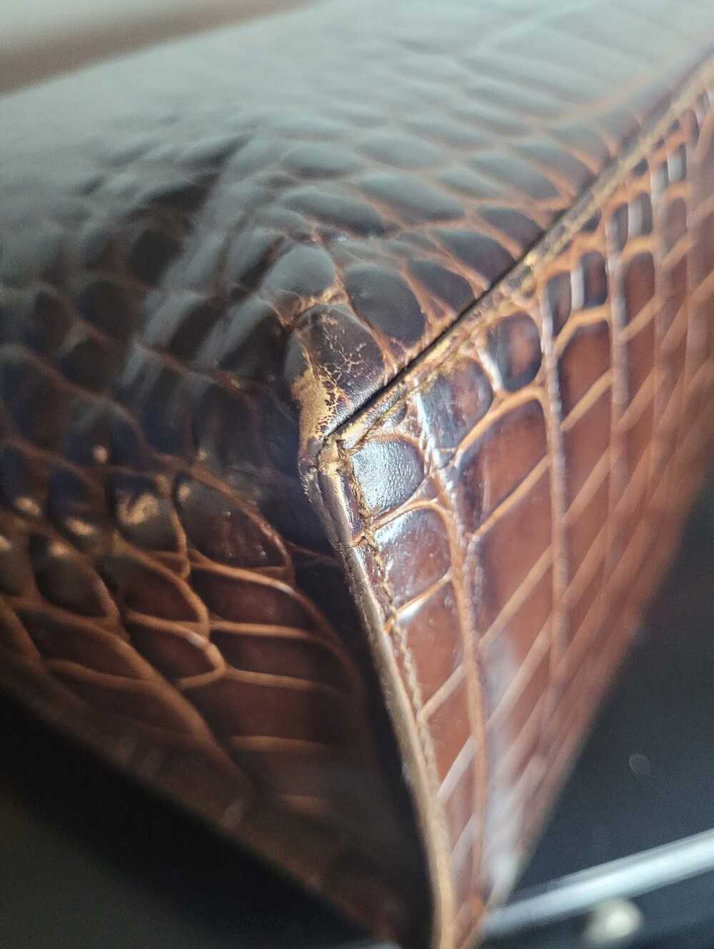 Furla Divide Croc Embossed Leather Tote - Picture 9 of 16